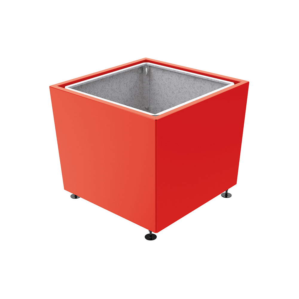 Bac à palmier Olbia carré RAL3020 - 995x995x810 - Bac acier amovible anneaux inclus - PROCITY - 201544.3020