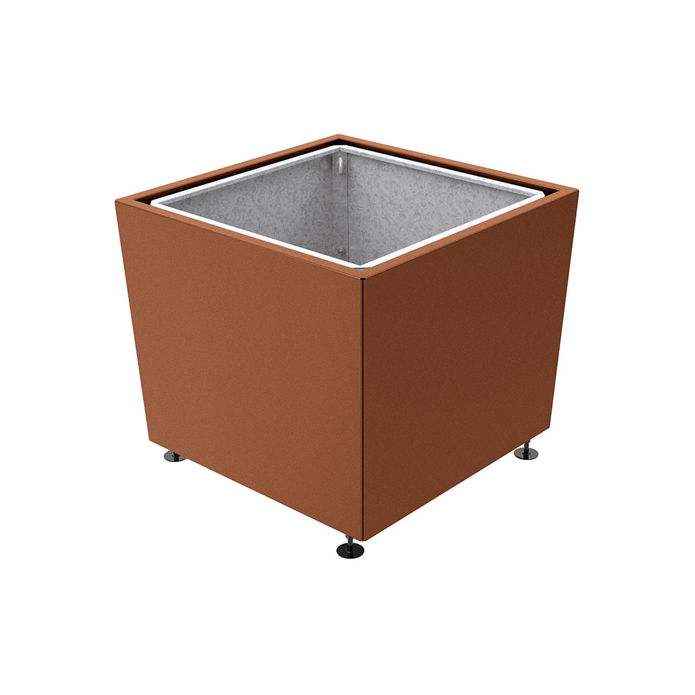 Bac à palmier Olbia carré Aspect Corten - 995x995x810 - Bac acier amovible anneaux inclus - PROCITY - 201544.S025