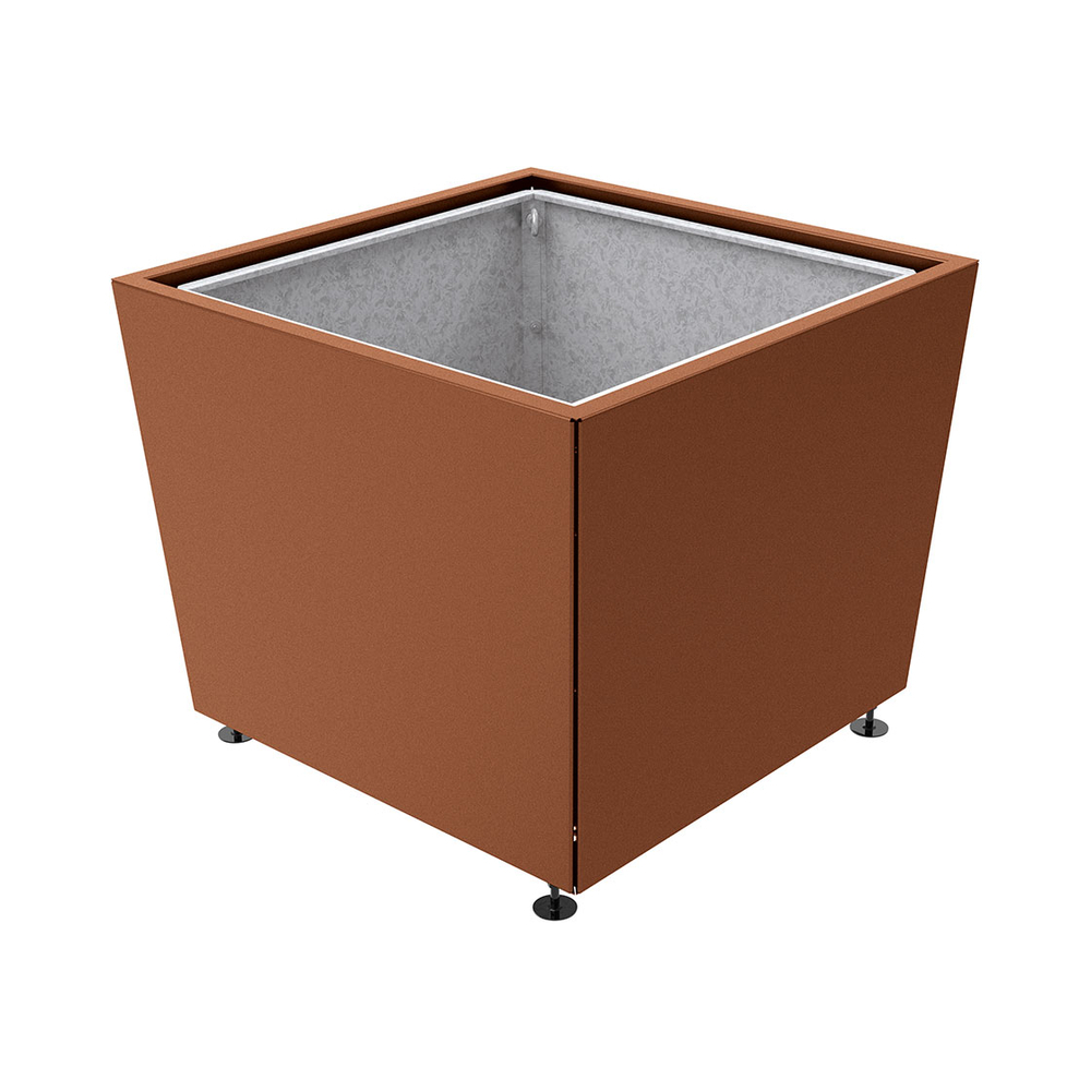 Bac à palmier Olbia carré Aspect Corten - 1170x1170x910 - Bac acier amovible anneaux inclus - PROCITY - 201545.S025