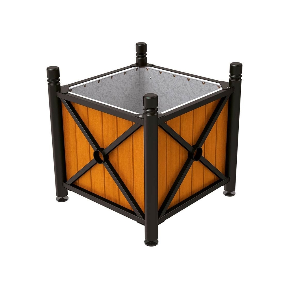 Bac à palmier acier et bois Province City RAL9005 - lasuré chêne clair - 800x800x750 - Intérieur tôle galva - PROCITY - 201550.9005.CHEC