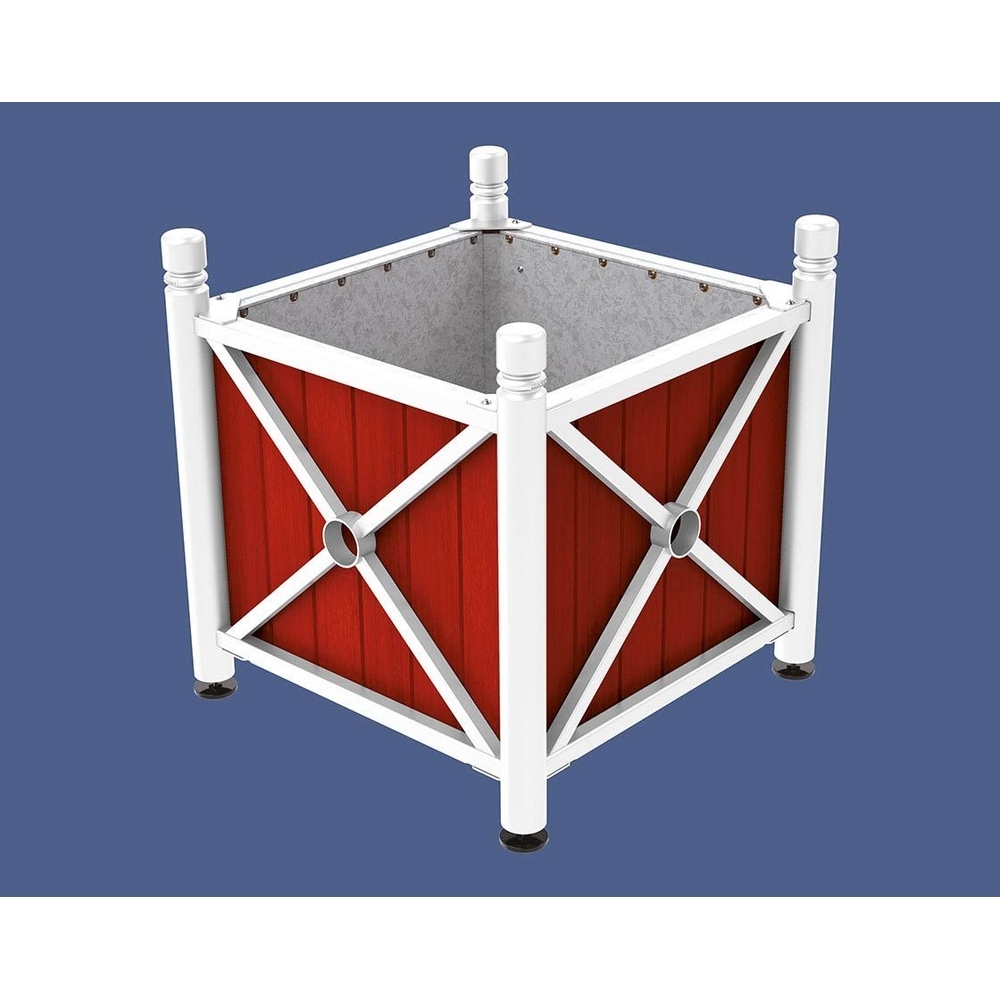 Bac à palmier acier et bois Province City RAL9010 - lasuré acajou - 800x800x750 - Intérieur tôle galva - PROCITY - 201550.9010.ACAJ