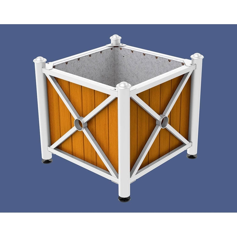 Bac à palmier acier et bois Province Agora RAL9010 - lasuré chêne clair - 800x800x750 - Intérieur tôle galva - PROCITY - 201551.9010.CHEC