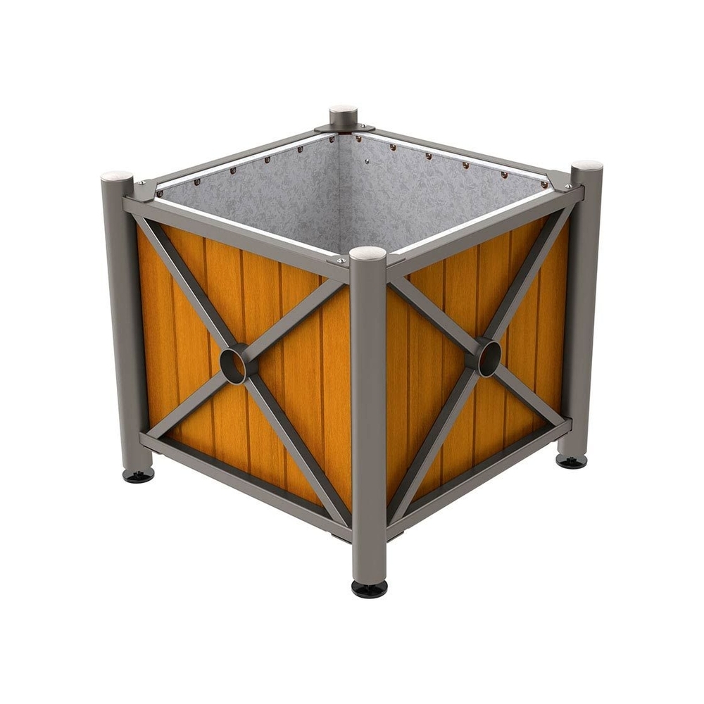 Bac à palmier acier et bois Province Inox brossé Gris PROCITY - 201559.GPRO.CHEC