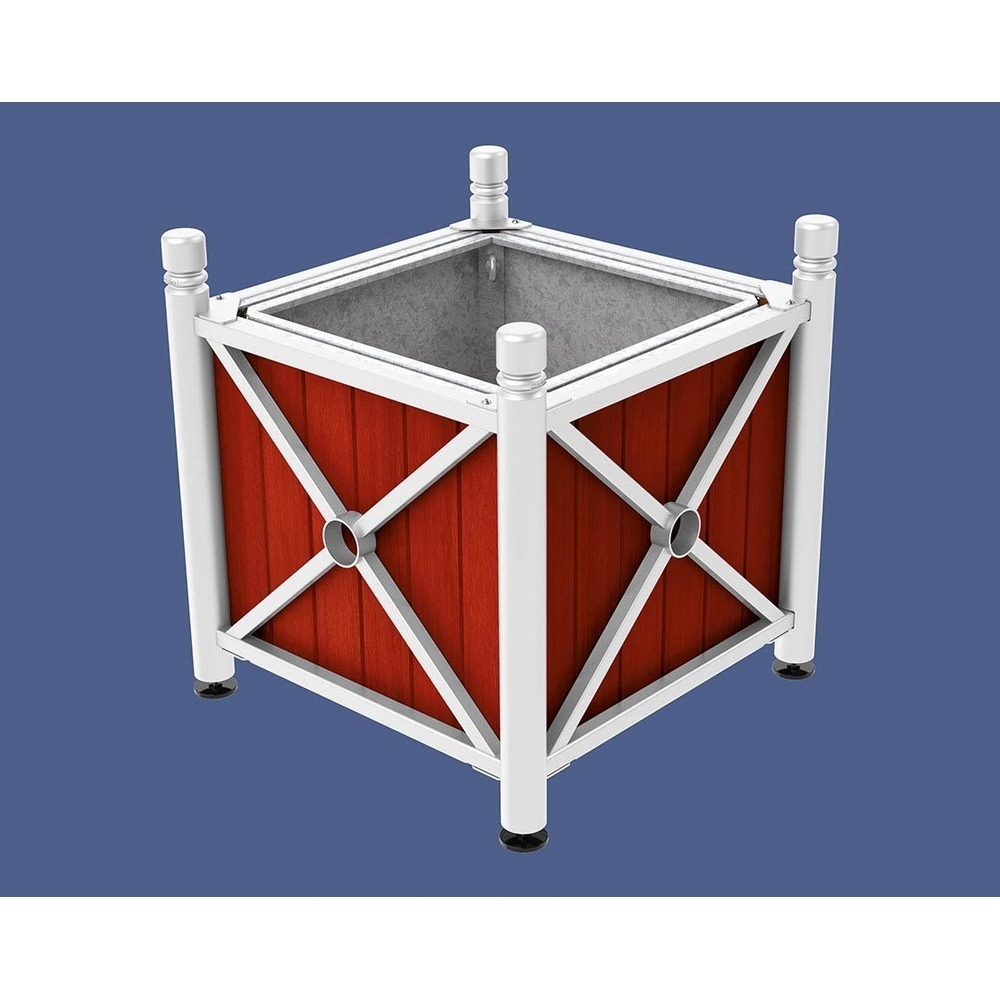 Bac à palmier acier et bois Province City RAL9010 - lasuré acajou - 800x800x750 - Bac acier amovible anneaux inclus - PROCITY - 201560.9010.ACAJ