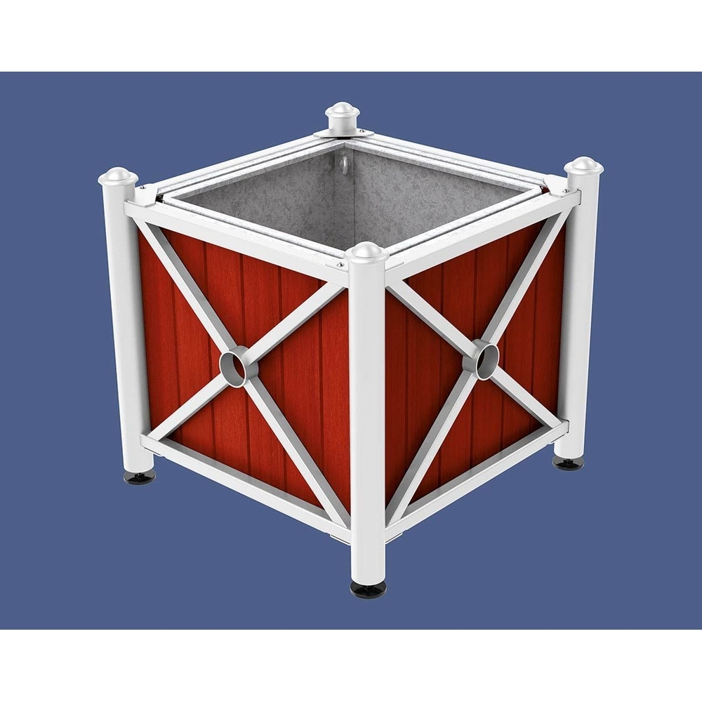 Bac à palmier acier et bois Province Agora RAL9010 - lasuré acajou - 800x800x750 - Bac acier amovible anneaux inclus - PROCITY - 201561.9010.ACAJ