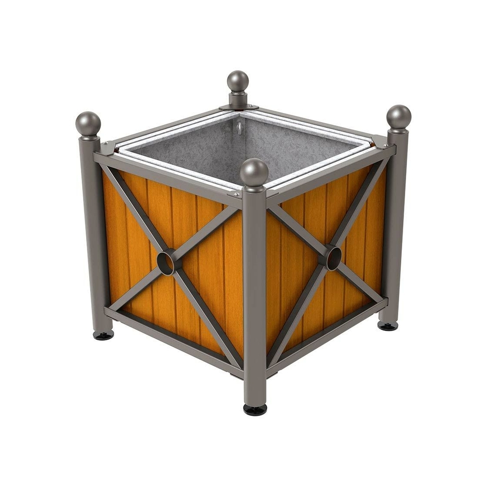 Bac à palmier acier et bois Province Boule Gris PROCITY - 201562.GPRO.CHEC