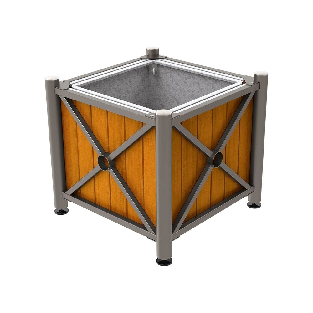 Bac à palmier acier et bois Province Inox brossé Gris PROCITY - 201569.GPRO.CHEC