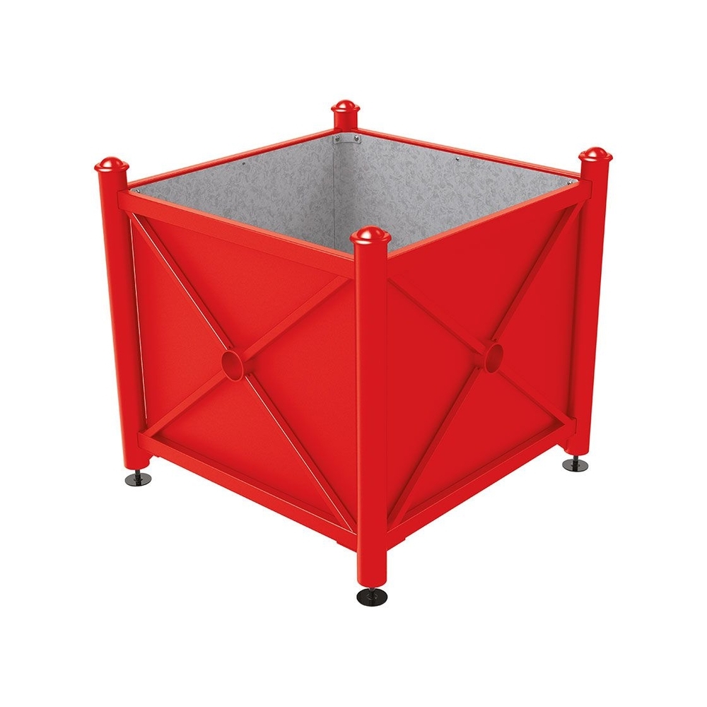 Bac à palmier acier Province Agora RAL3020 - 1000x1000x900 - Intérieur tôle galva - PROCITY - 201701.3020