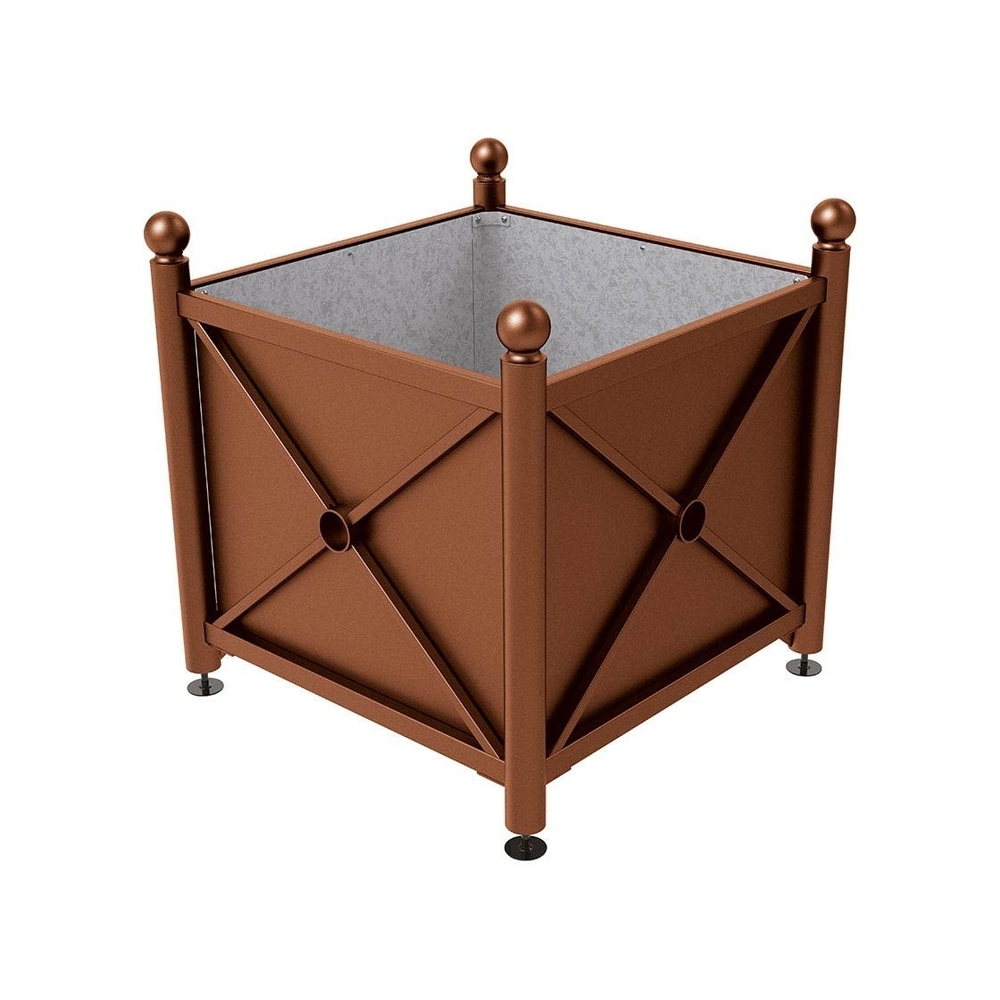 Bac à palmier acier Province Boule Aspect Corten - 1000x1000x900 - Intérieur tôle galva - PROCITY - 201702.S025