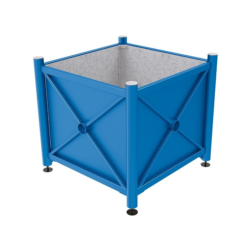 Bac à palmier acier Province Inox brossé RAL5010 - 1000x1000x900 - Intérieur tôle galva - PROCITY - 201704.5010