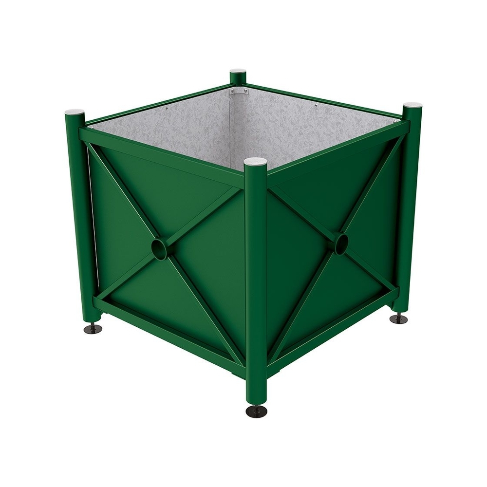 Bac à palmier acier Province Inox brossé RAL6005 - 1000x1000x900 - Intérieur tôle galva - PROCITY - 201704.6005