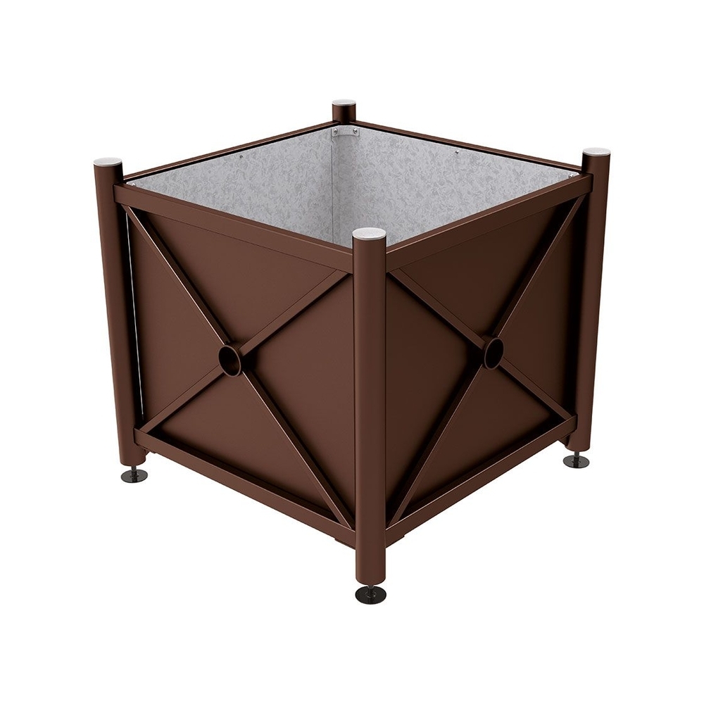 Bac à palmier acier Province Inox brossé RAL8017 - 1000x1000x900 - Intérieur tôle galva - PROCITY - 201704.8017