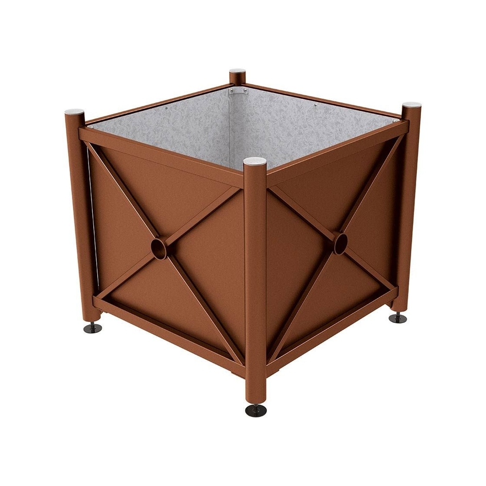 Bac à palmier acier Province Inox brossé Aspect Corten - 1000x1000x900 - Intérieur tôle galva - PROCITY - 201704.S025