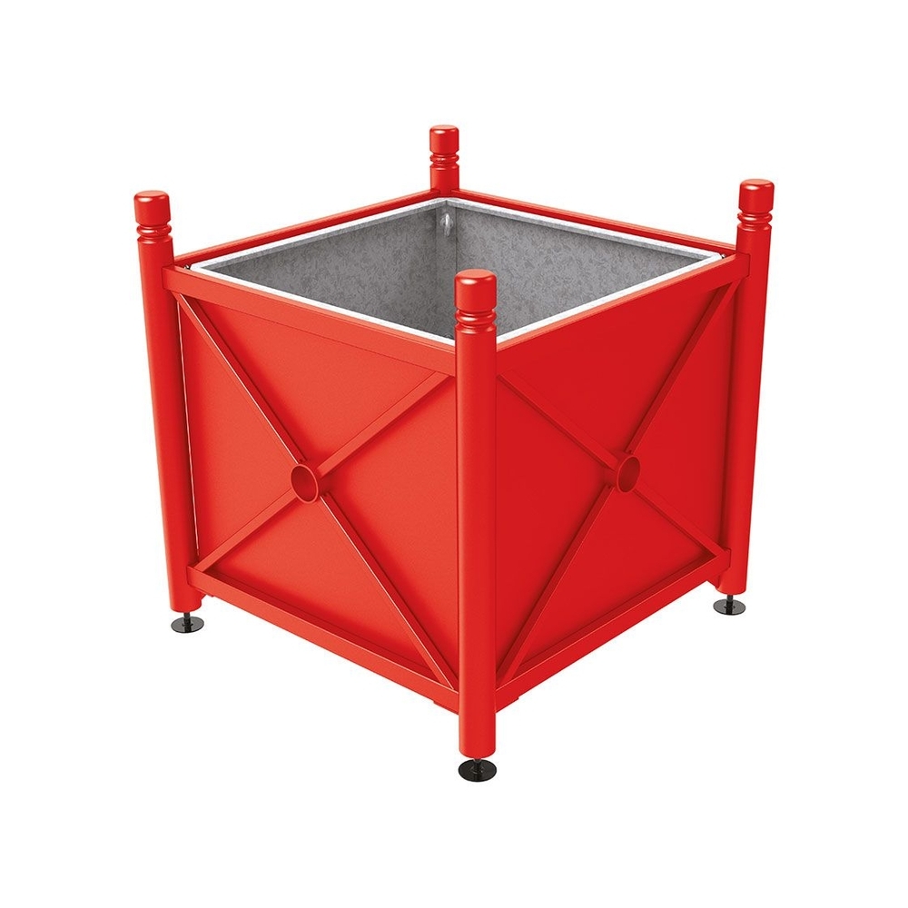 Bac à palmier acier Province City RAL3020 - 1000x1000x900 - Bac acier amovible anneaux inclus - PROCITY - 201710.3020