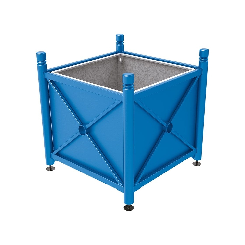 Bac à palmier acier Province City RAL5010 - 1000x1000x900 - Bac acier amovible anneaux inclus - PROCITY - 201710.5010