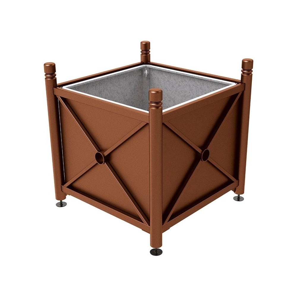 Bac à palmier acier Province City Aspect Corten - 1000x1000x900 - Bac acier amovible anneaux inclus - PROCITY - 201710.S025