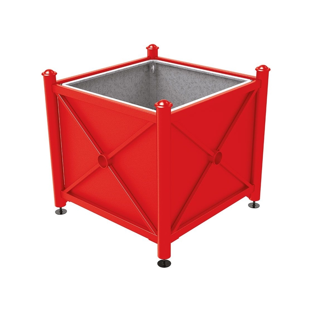 Bac à palmier acier Province Agora RAL3020 - 1000x1000x900 - Bac acier amovible anneaux inclus - PROCITY - 201711.3020