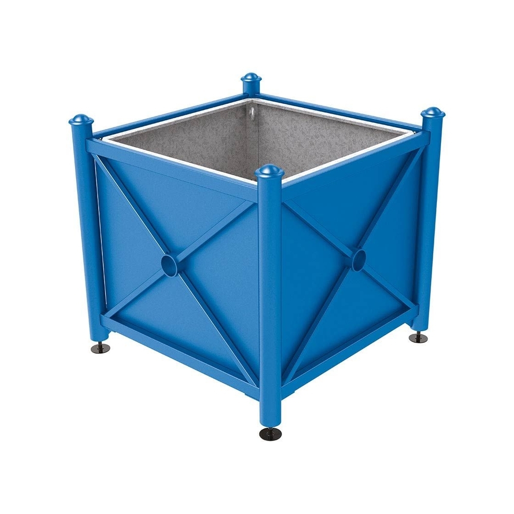 Bac à palmier acier Province Agora RAL5010 - 1000x1000x900 - Bac acier amovible anneaux inclus - PROCITY - 201711.5010