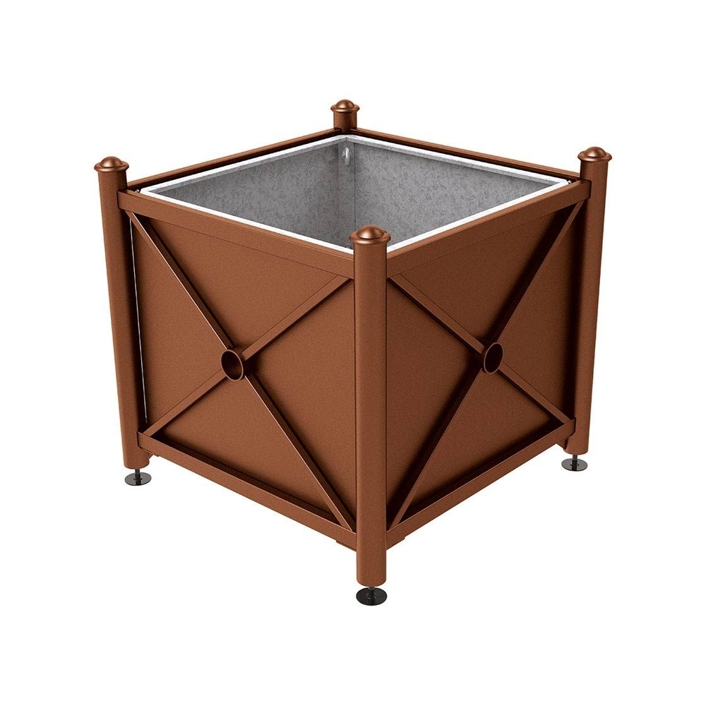 Bac à palmier acier Province Agora Aspect Corten - 1000x1000x900 - Bac acier amovible anneaux inclus - PROCITY - 201711.S025