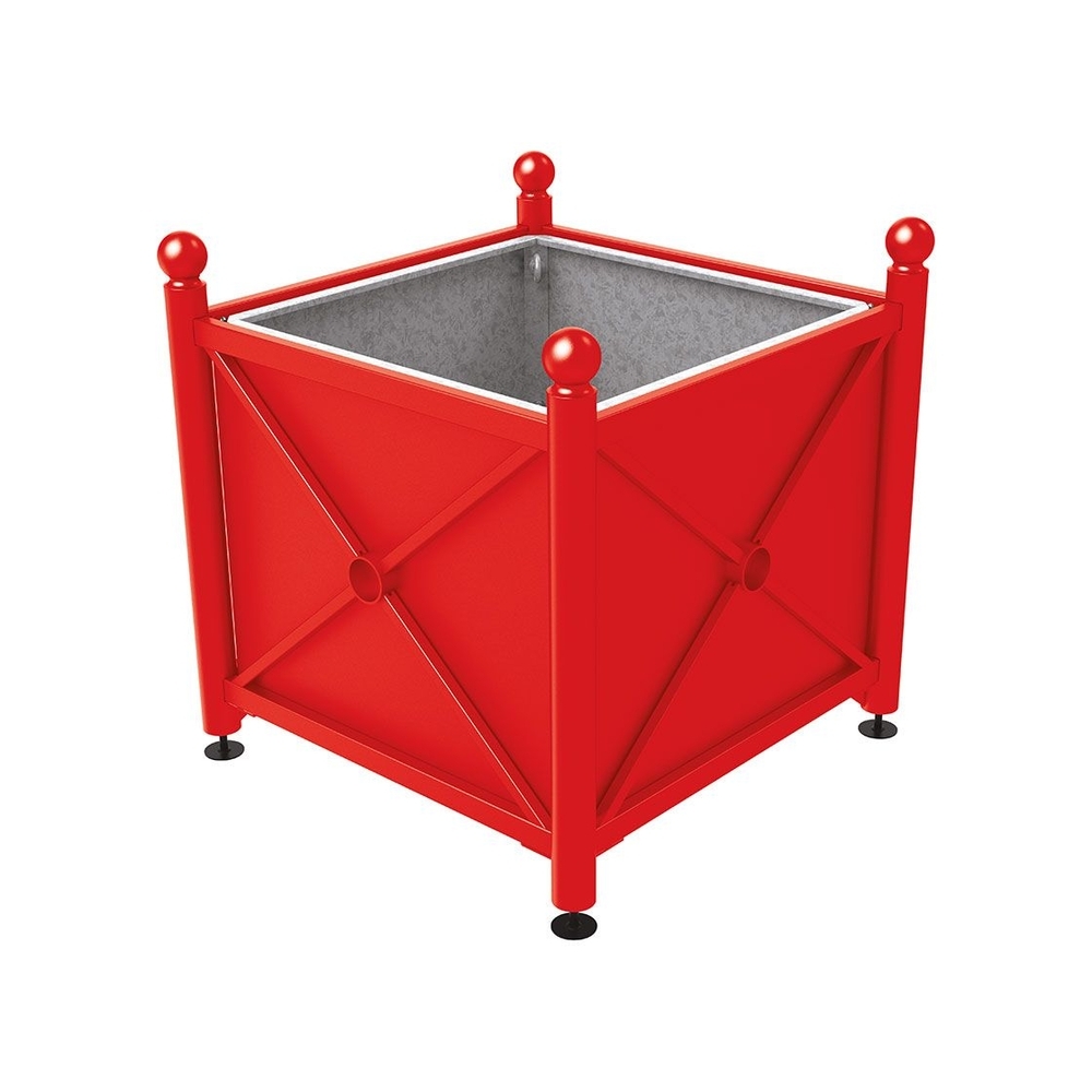 Bac à palmier acier Province Boule RAL3020 - 1000x1000x900 - Bac acier amovible anneaux inclus - PROCITY - 201712.3020