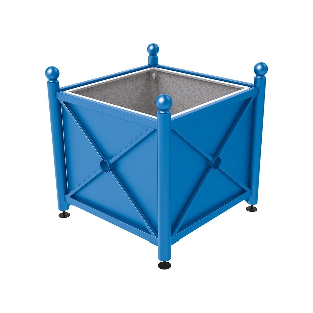 Bac à palmier acier Province Boule RAL5010 - 1000x1000x900 - Bac acier amovible anneaux inclus - PROCITY - 201712.5010