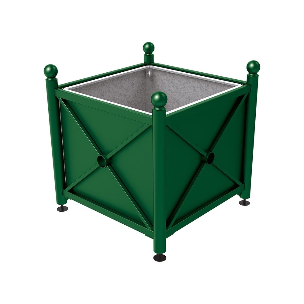 Bac à palmier acier Province Boule RAL6005 - 1000x1000x900 - Bac acier amovible anneaux inclus - PROCITY - 201712.6005