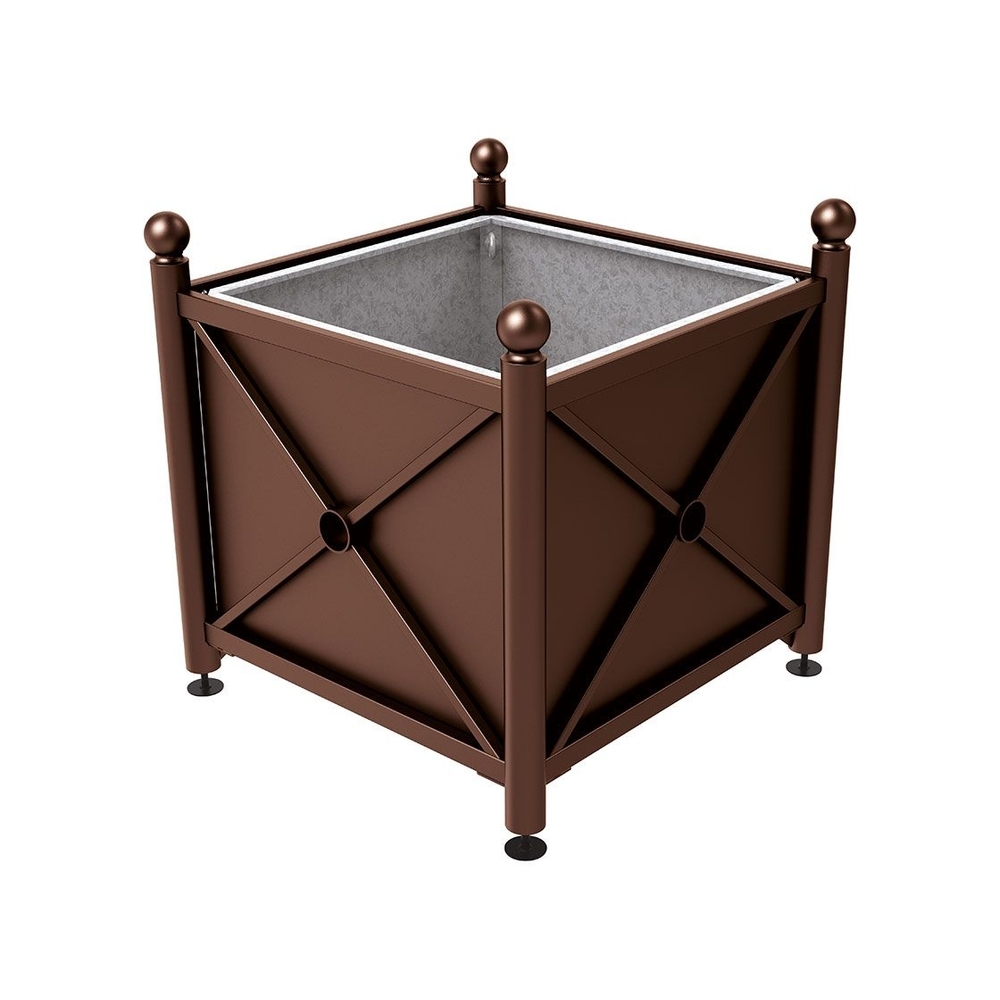 Bac à palmier acier Province Boule RAL8017 - 1000x1000x900 - Bac acier amovible anneaux inclus - PROCITY - 201712.8017