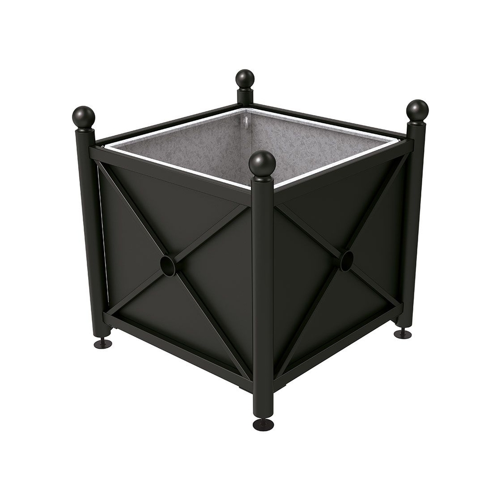 Bac à palmier acier Province Boule RAL9005 - 1000x1000x900 - Bac acier amovible anneaux inclus - PROCITY - 201712.9005