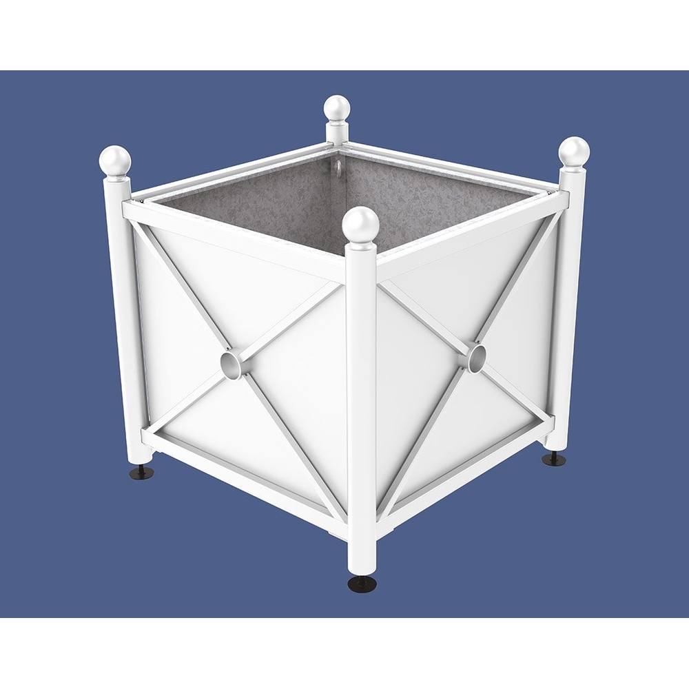 Bac à palmier acier Province Boule RAL9010 - 1000x1000x900 - Bac acier amovible anneaux inclus - PROCITY - 201712.9010