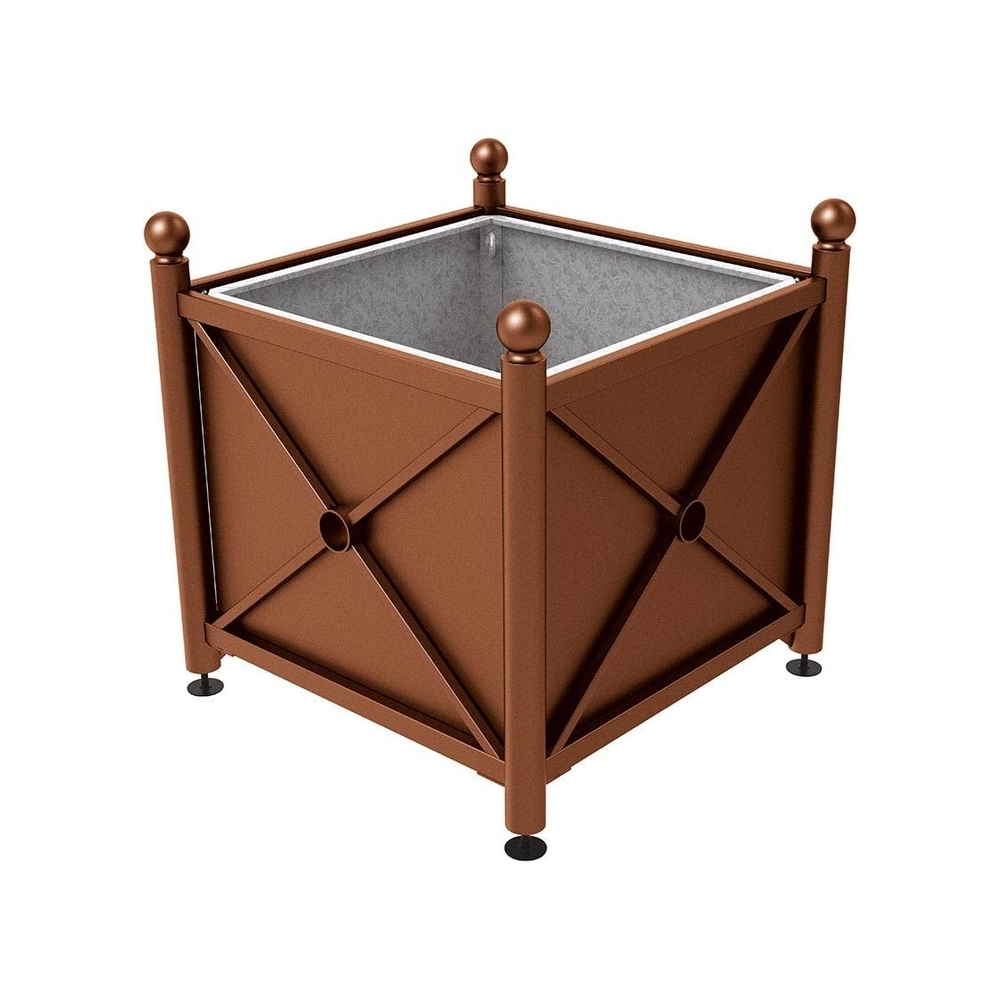 Bac à palmier acier Province Boule Aspect Corten - 1000x1000x900 - Bac acier amovible anneaux inclus - PROCITY - 201712.S025