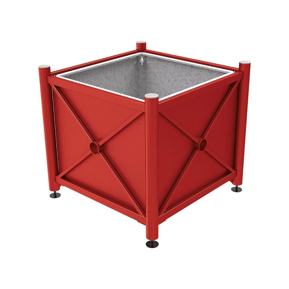 Bac à palmier acier Province Inox brossé RAL3004 - 1000x1000x900 - Bac acier amovible anneaux inclus - PROCITY - 201714.3004