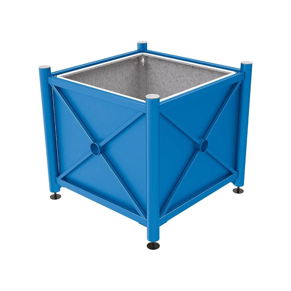 Bac à palmier acier Province Inox brossé RAL5010 - 1000x1000x900 - Bac acier amovible anneaux inclus - PROCITY - 201714.5010