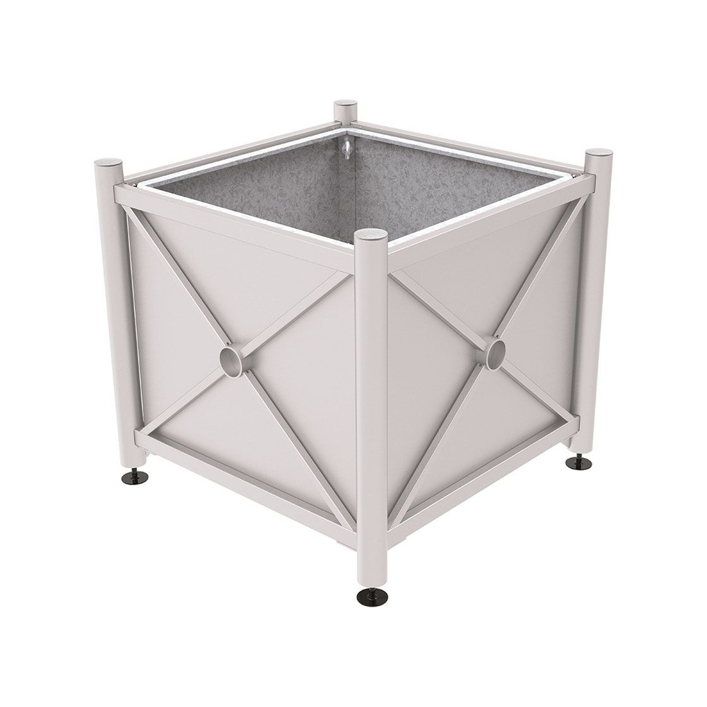 Bac à palmier acier Province Inox brossé RAL7044 - 1000x1000x900 - Bac acier amovible anneaux inclus - PROCITY - 201714.7044