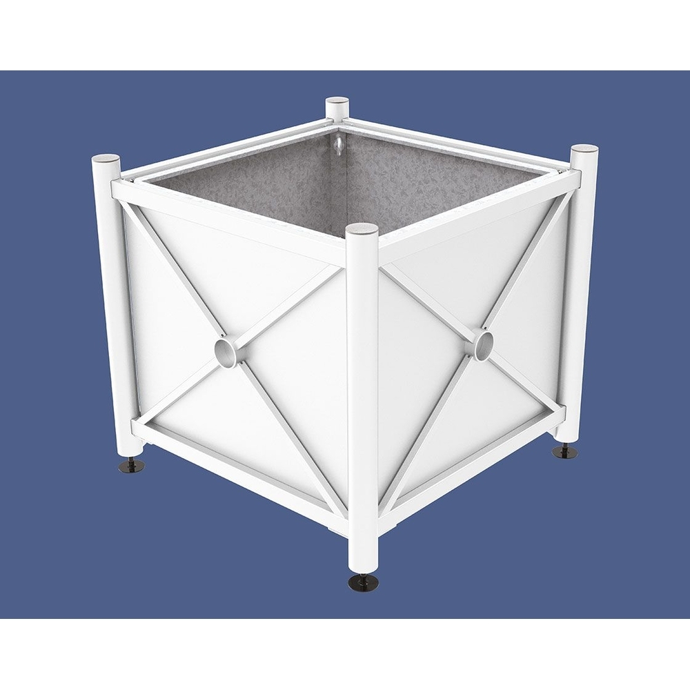 Bac à palmier acier Province Inox brossé RAL9010 - 1000x1000x900 - Bac acier amovible anneaux inclus - PROCITY - 201714.9010