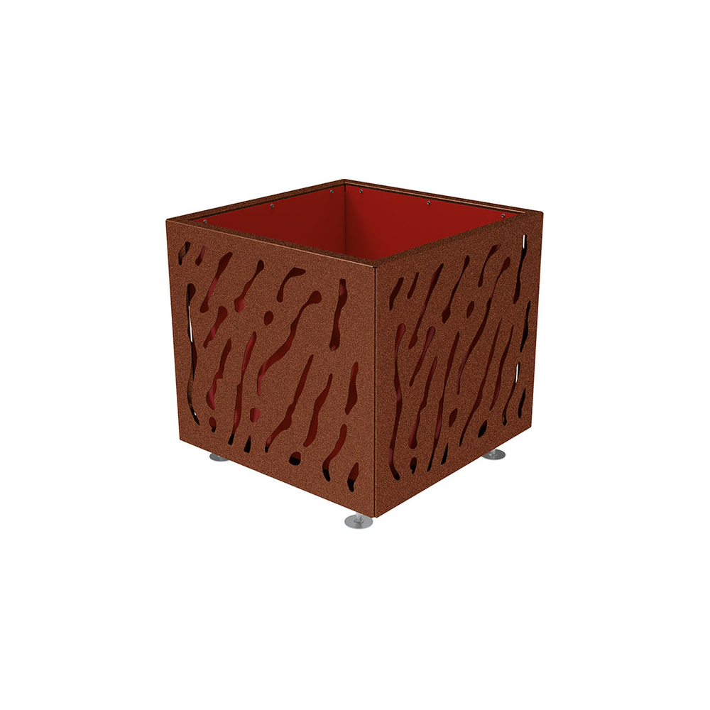 Bac à palmier Venise bicolore Aspect Corten - 790x790x760 - Bac acier amovible anneaux inclus - PROCITY - 201722.S025