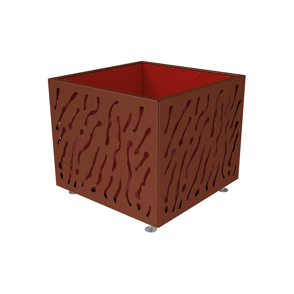 Bac à palmier Venise bicolore Aspect Corten - 990x990x870 - Bac acier amovible anneaux inclus - PROCITY - 201725.S025