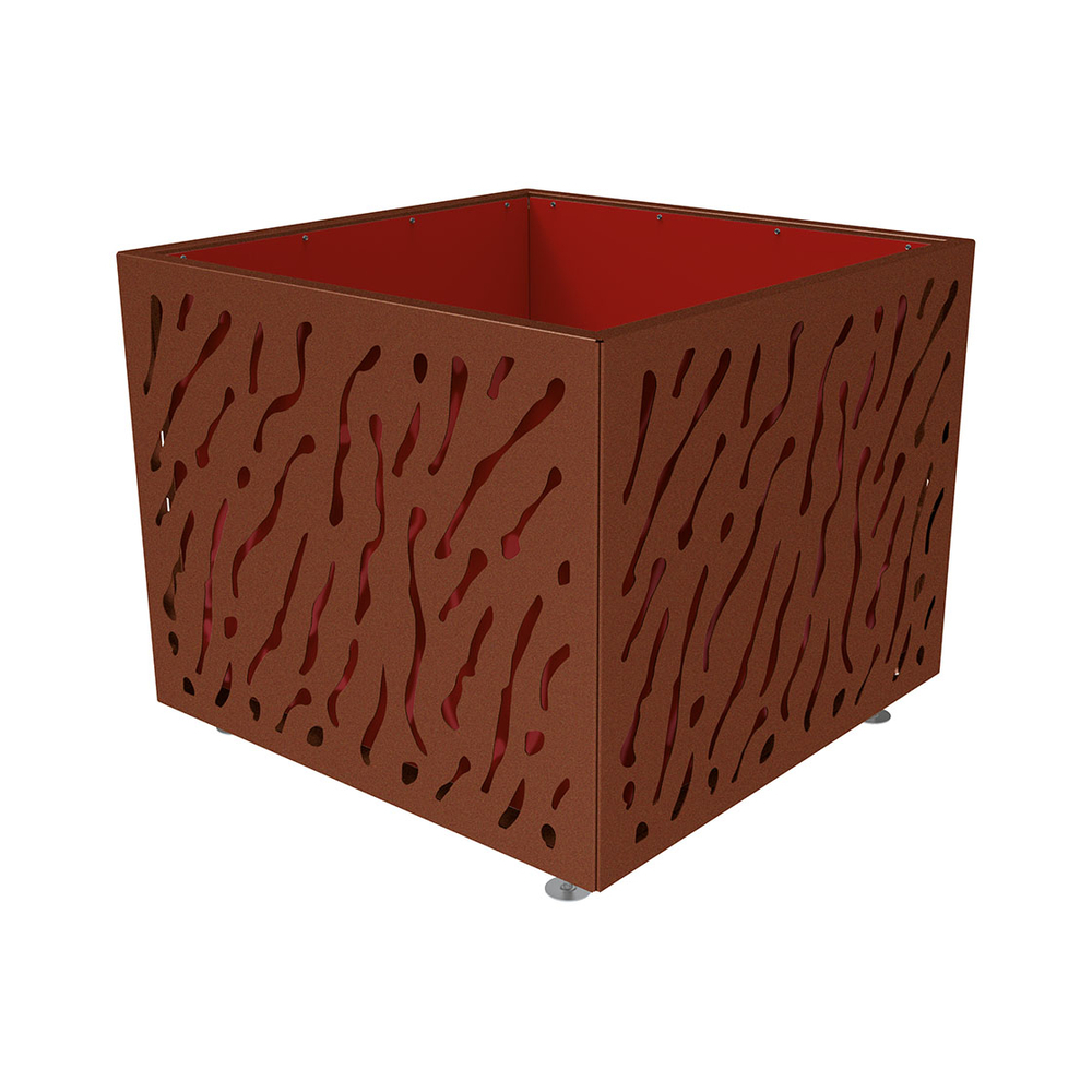 Bac à palmier Venise bicolore Aspect Corten - 1145x1145x960 - Bac acier amovible anneaux inclus - PROCITY - 201728.S025