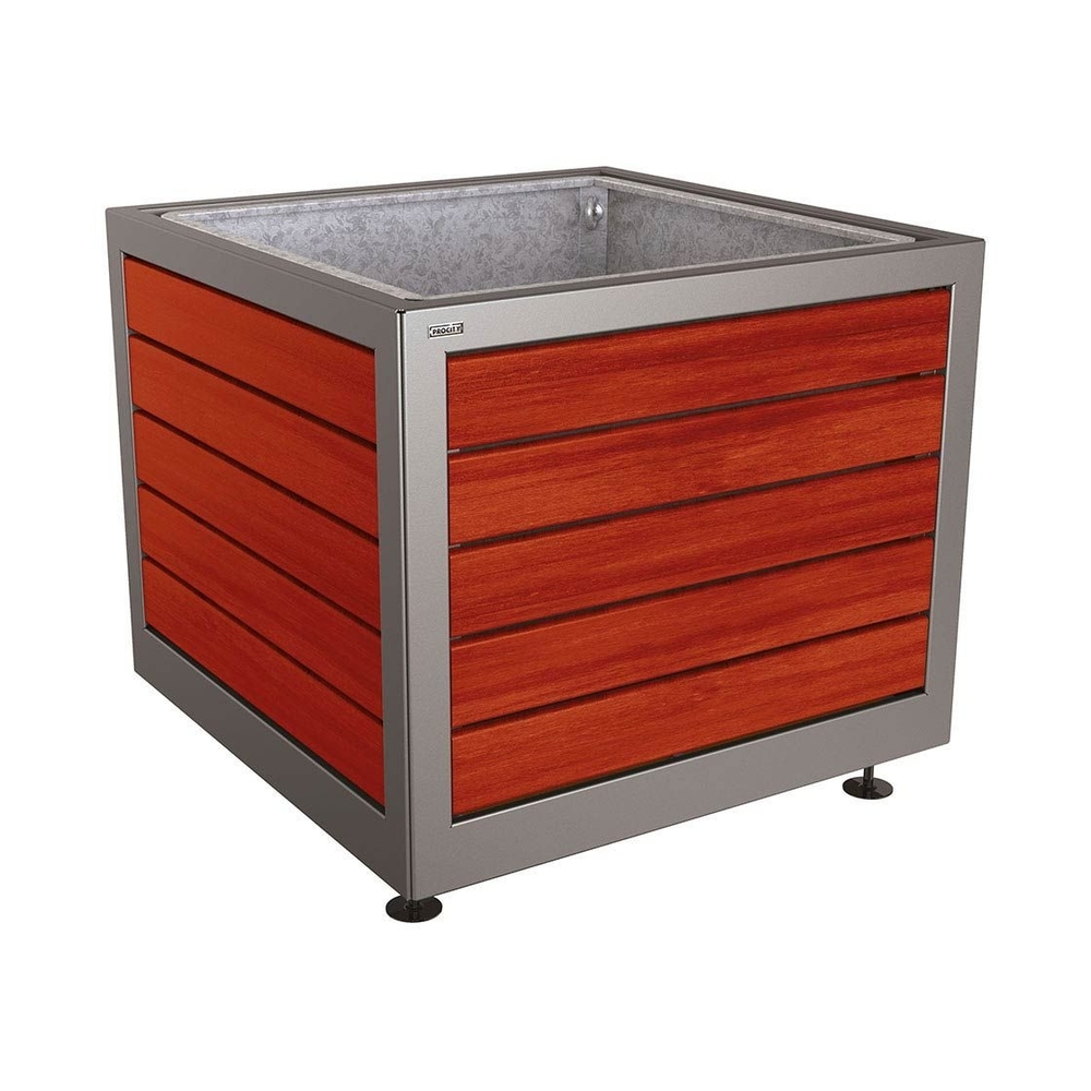 Bac à palmier Silaos acier et bois Gris lasuré acajou - PROCITY - 201733.GPRO.ACAJ