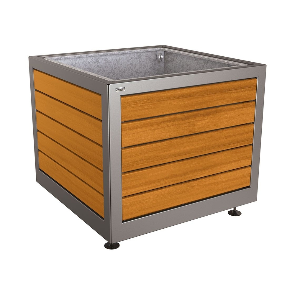 Bac à palmier Silaos acier et bois Gris lasuré chêne clair - PROCITY - 201733.GPRO.CHEC