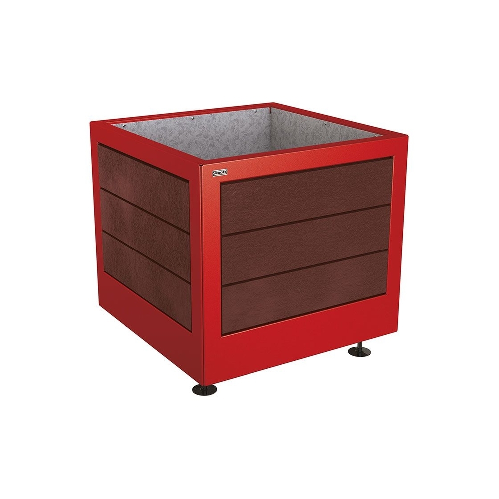 Bac à palmier Silaos acier et plastique recyclé RAL3004 - 800x800x700 - Intérieur tôle galva - PROCITY - 201735.3004