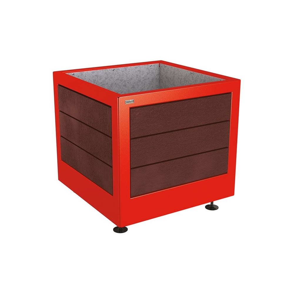 Bac à palmier Silaos acier et plastique recyclé RAL3020 - 800x800x700 - Intérieur tôle galva - PROCITY - 201735.3020