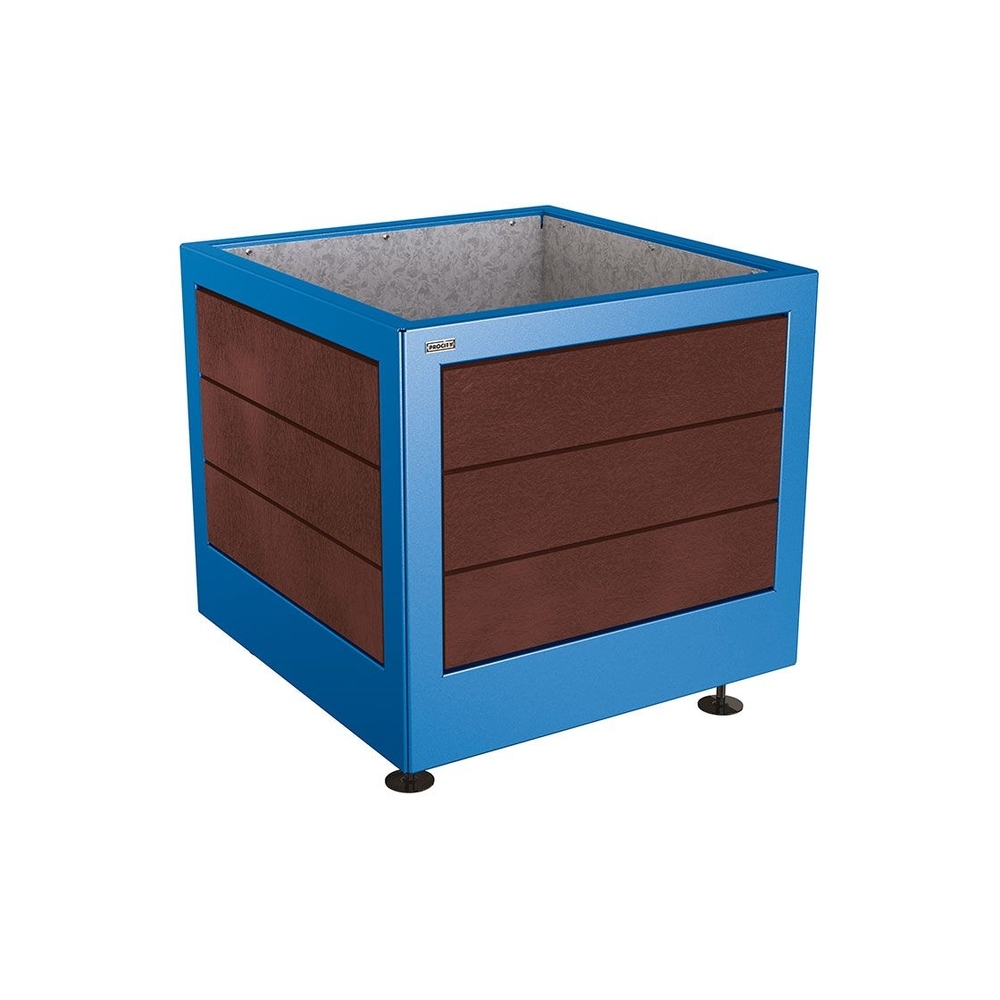 Bac à palmier Silaos acier et plastique recyclé RAL5010 - 800x800x700 - Intérieur tôle galva - PROCITY - 201735.5010