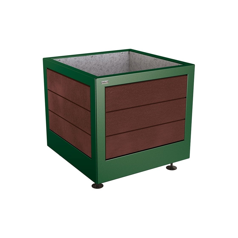 Bac à palmier Silaos acier et plastique recyclé RAL6005 - 800x800x700 - Intérieur tôle galva - PROCITY - 201735.6005