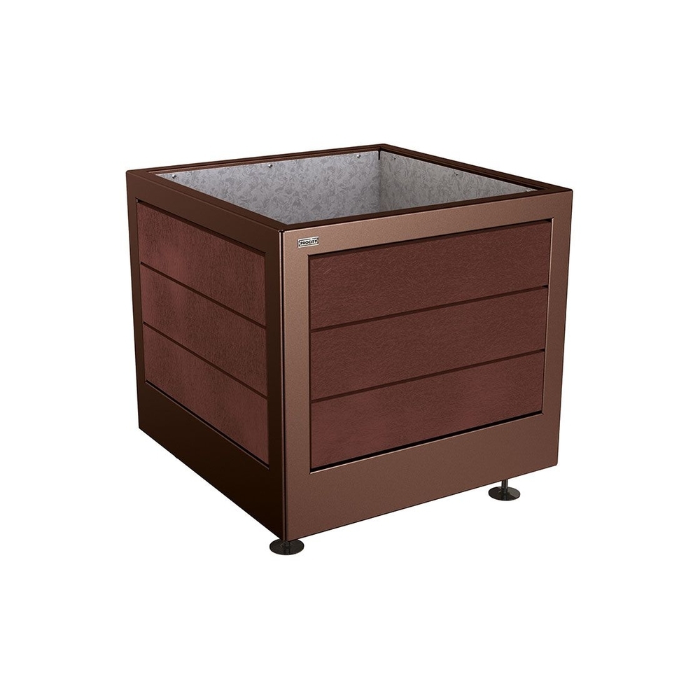 Bac à palmier Silaos acier et plastique recyclé RAL8017 - 800x800x700 - Intérieur tôle galva - PROCITY - 201735.8017