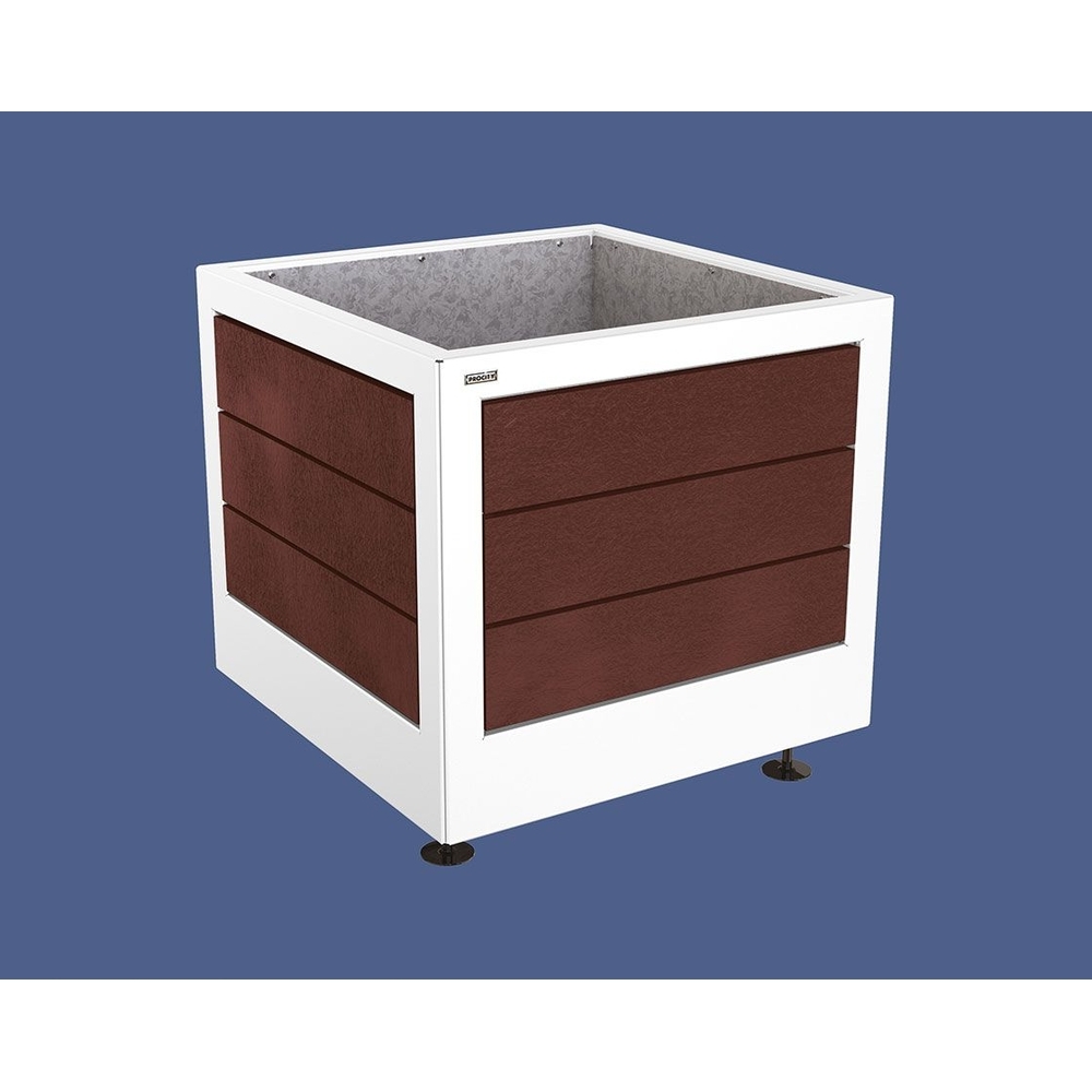 Bac à palmier Silaos acier et plastique recyclé RAL9010 - 800x800x700 - Intérieur tôle galva - PROCITY - 201735.9010