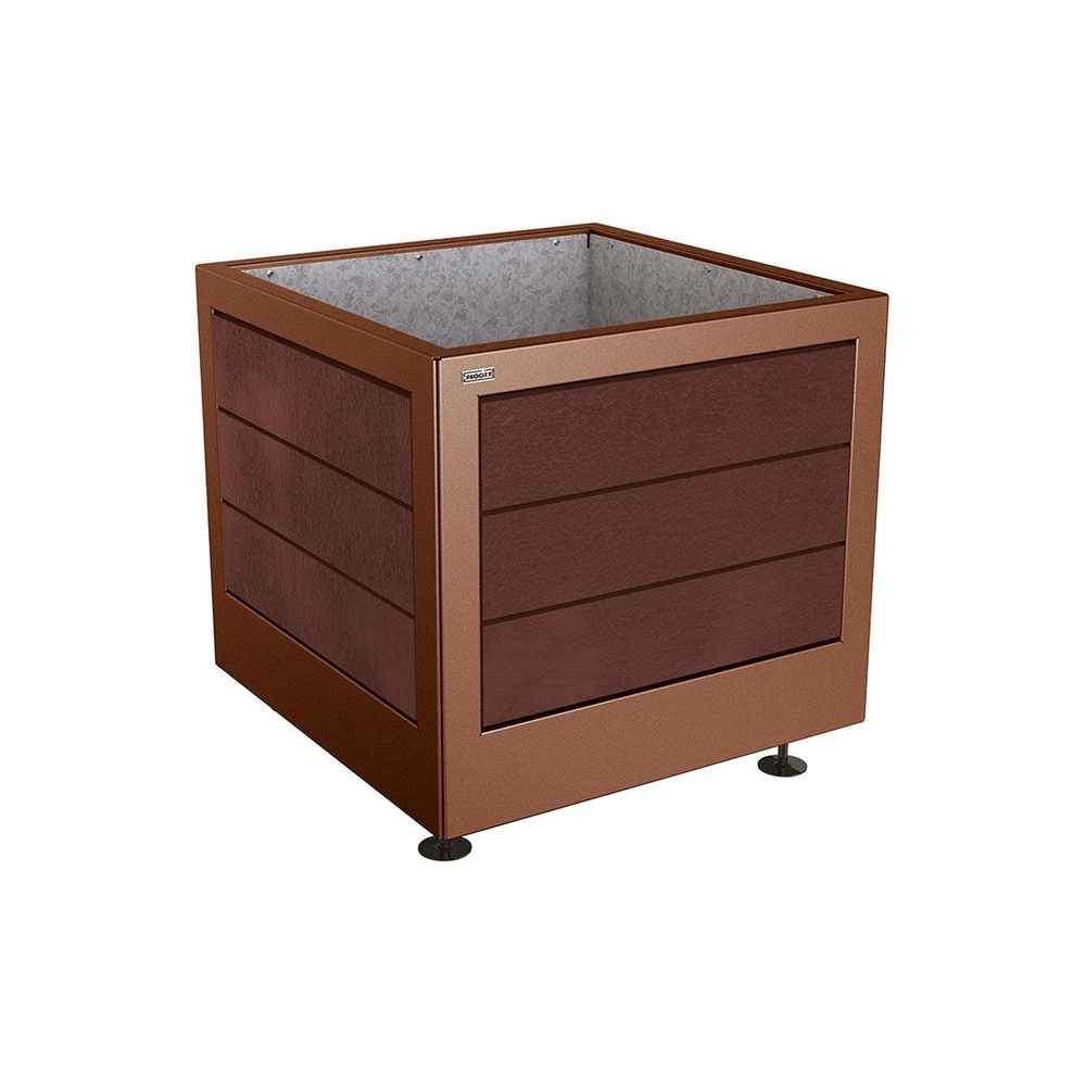 Bac à palmier Silaos acier et plastique recyclé Aspect Corten - 800x800x700 - Intérieur tôle galva - PROCITY - 201735.S025