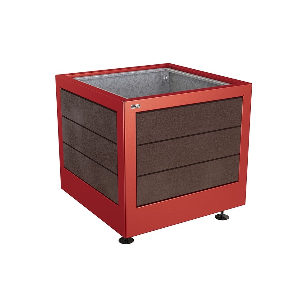 Bac à palmier Silaos acier et plastique recyclé RAL3004 - 800x800x700 - Bac acier amovible anneaux inclus - PROCITY - 201736.3004