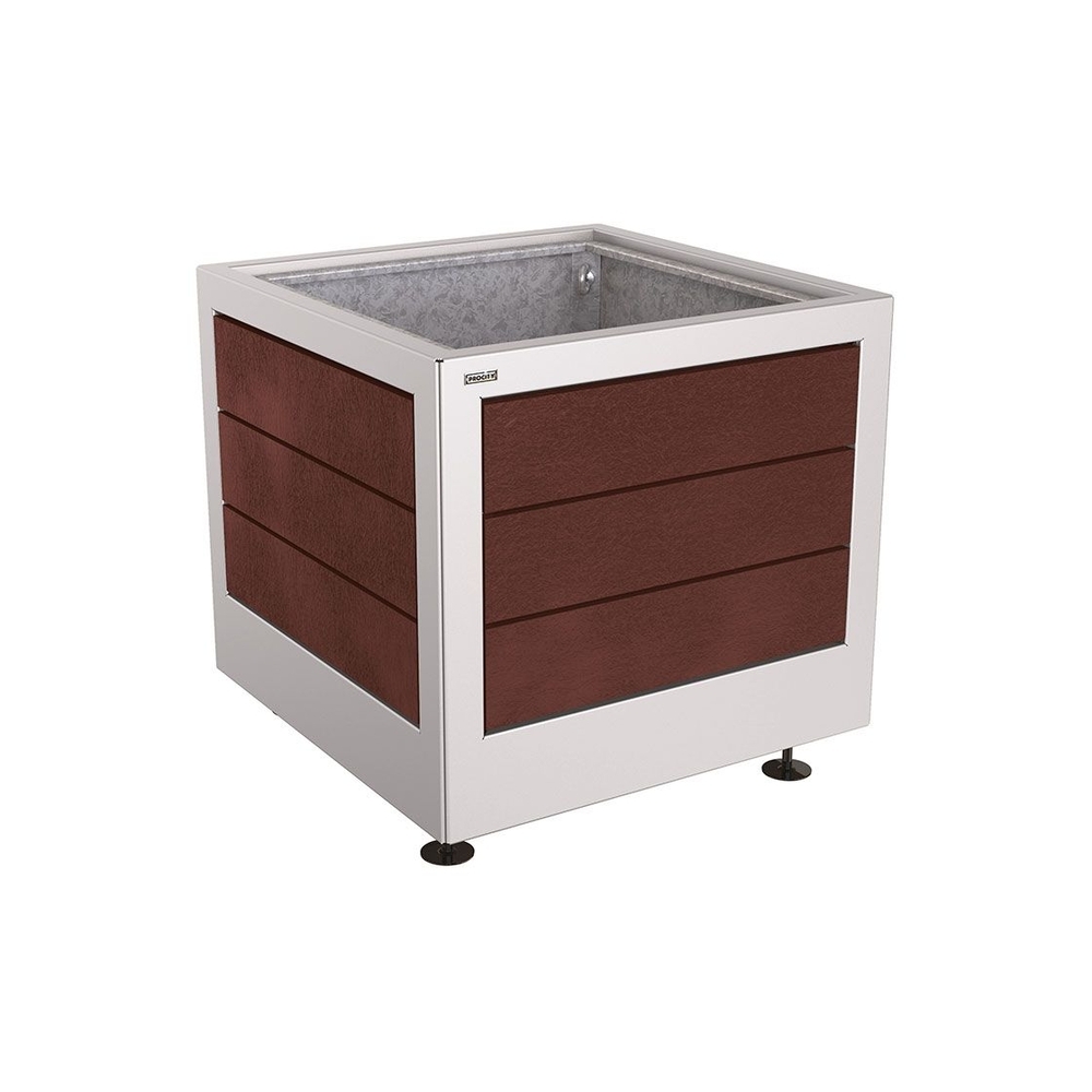 Bac à palmier Silaos acier et plastique recyclé RAL7044 - 800x800x700 - Bac acier amovible anneaux inclus - PROCITY - 201736.7044