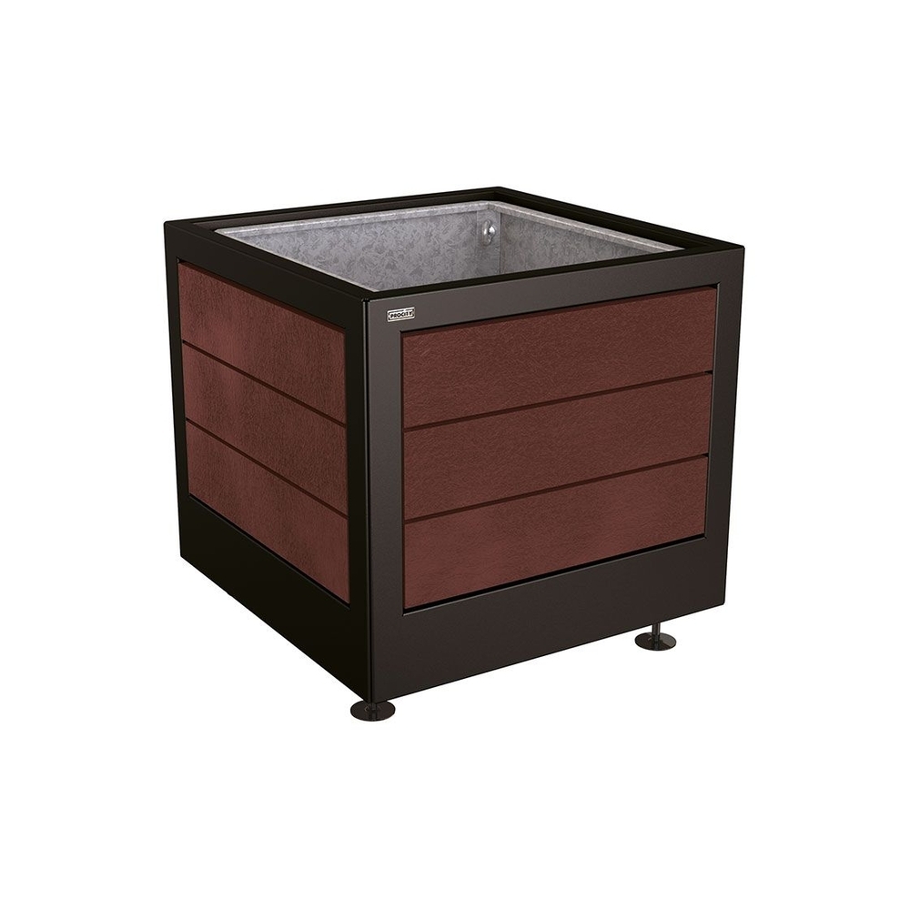 Bac à palmier Silaos acier et plastique recyclé RAL9005 - 800x800x700 - Bac acier amovible anneaux inclus - PROCITY - 201736.9005
