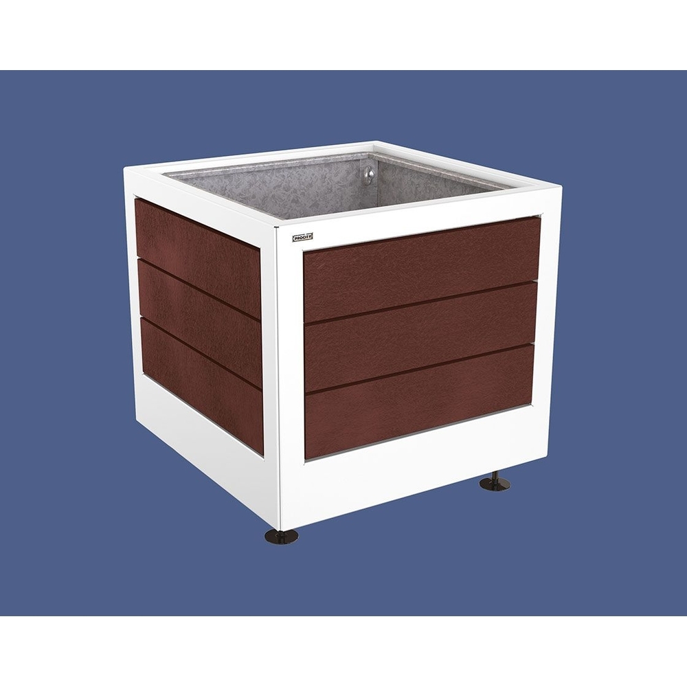 Bac à palmier Silaos acier et plastique recyclé RAL9010 - 800x800x700 - Bac acier amovible anneaux inclus - PROCITY - 201736.9010